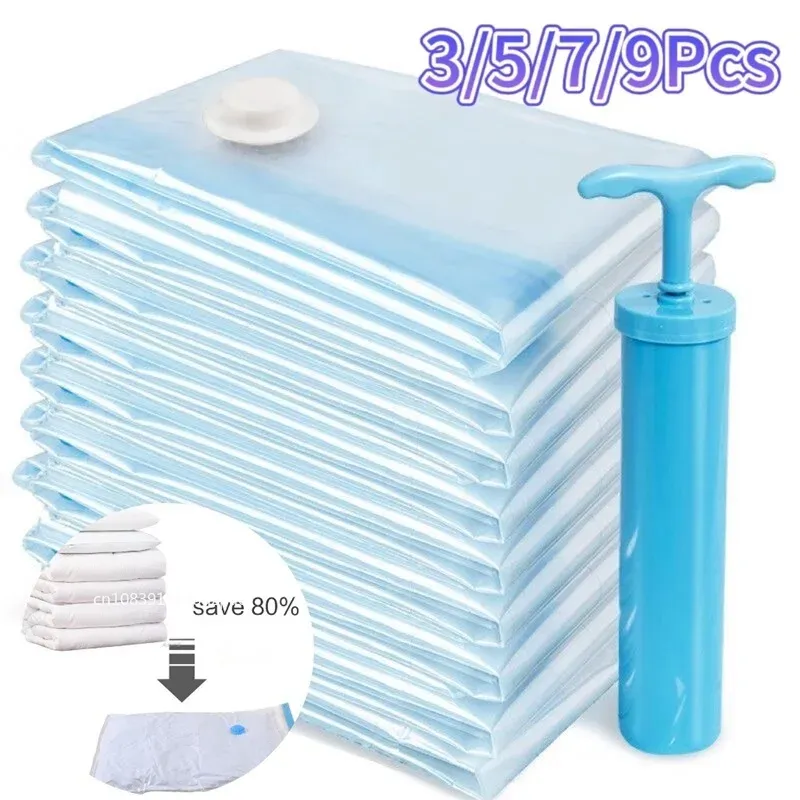 Vacuum Packet Vacuum Sealer Bags for Clothes Travel Compression Bag Pack Organizer Vacuum Clothing Storage Bags with Hand Pump