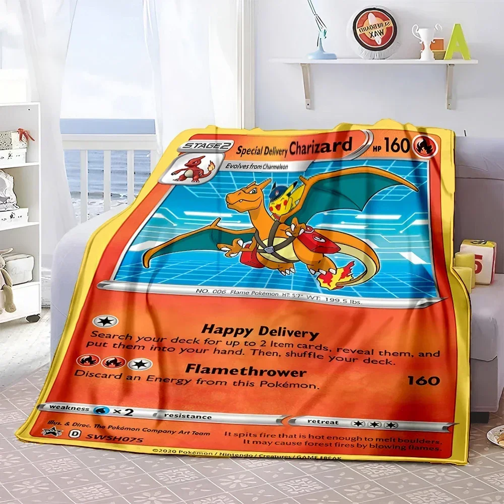 Pokemon Anime Card Blanket Cute Flannel Fluffy Throw Camping Blankets for Children Sofa Throw Thin Picnic Blanket Fashion Gifts 6