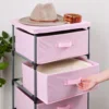 4-Tier Tall Closet Dresser with Drawers - Clothes Organizer and Small Fabric Storage for Bedroom (Pink) 5
