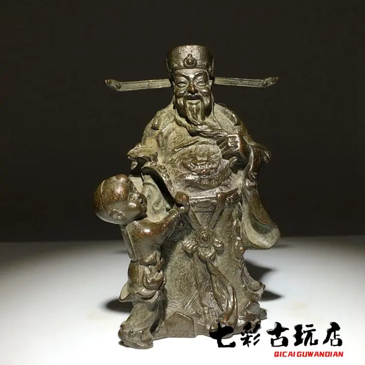 

Old Bronze Ware Collection: Lucky Stars Shine Longevity Stars Statue, Home Office Display Heavenly Officials Bless Old Objects