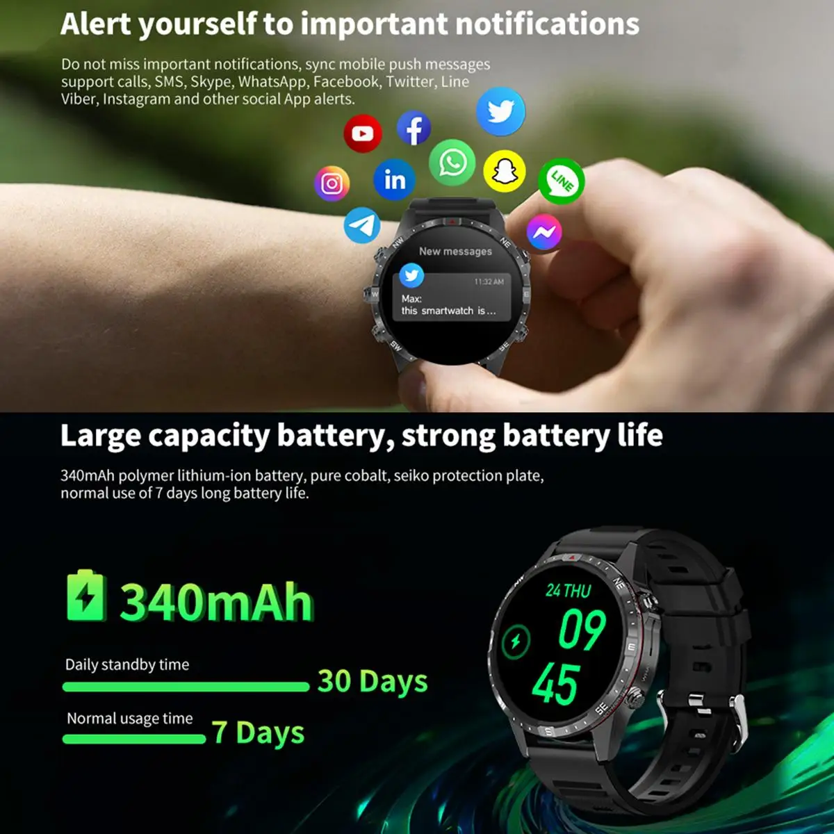 HAMTOD T45 1.6 inch Waterproof Smart Watch Support Bluetooth Call / Heart Rate / Blood Oxygen Monitoring / NFC Watch