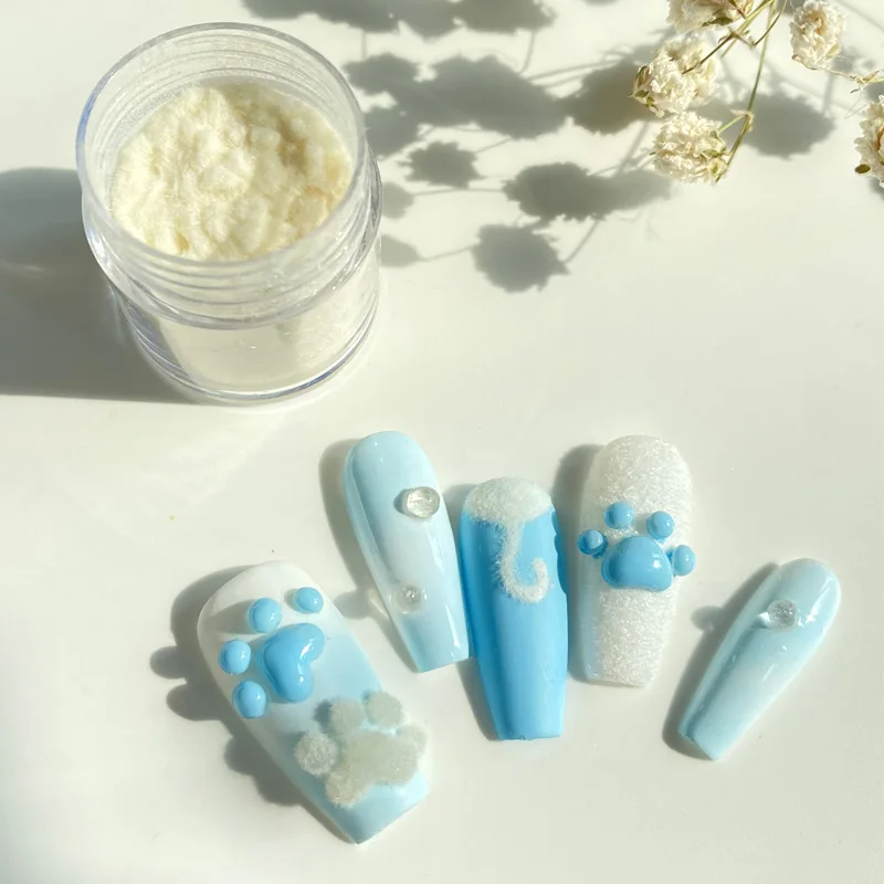 12 Colors Fuzzy Flocking Velvet Nail Powder Winter Blue Pink White Velvet Nail Powder DIY Art Salon nail powder