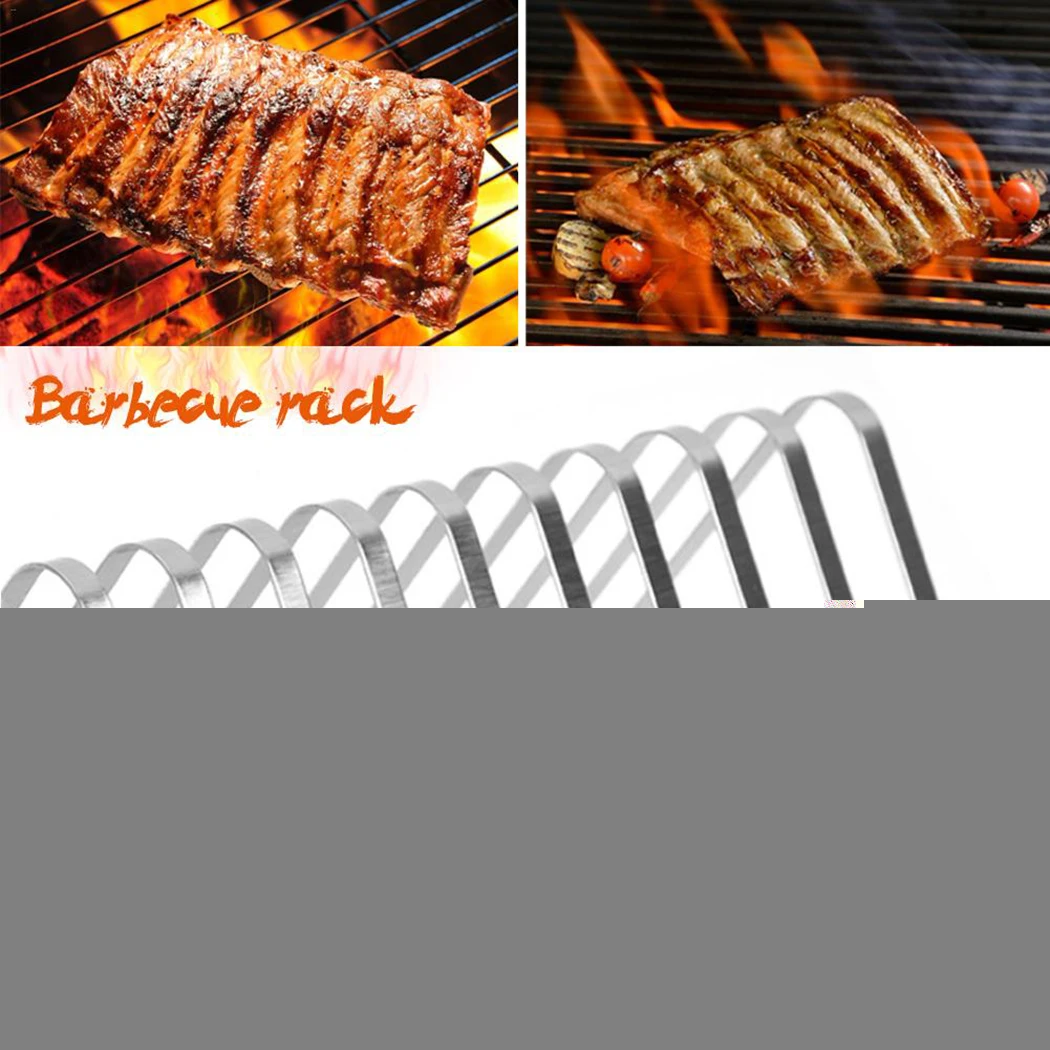 Stainless Steel Barbecue Meat Rib Rack Roasting Stand Outdoor BBQ Accessories For Picnic Camping Barbecue Roasting Stand_voghion.com