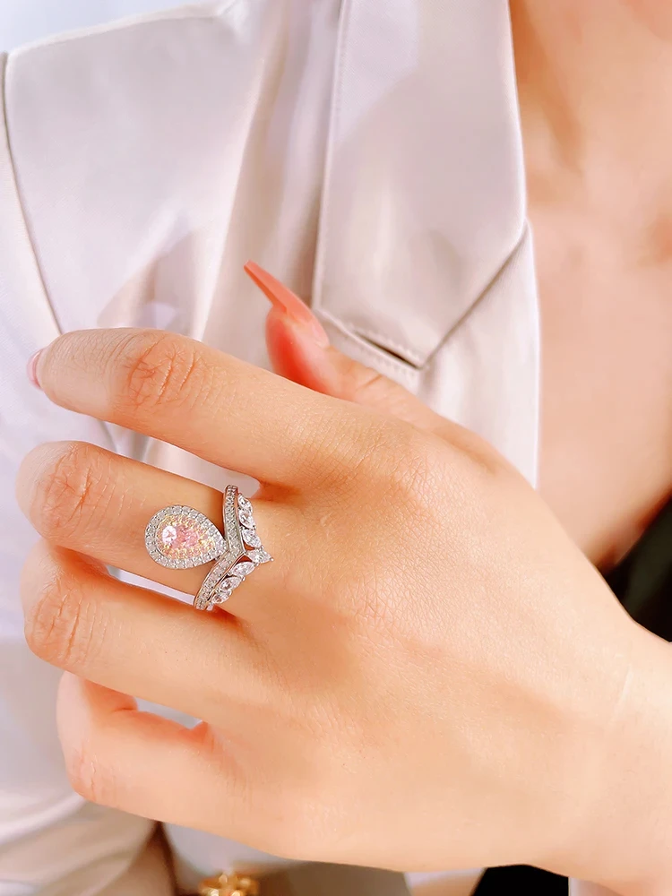 Crown Ring Women's Light Luxury Sweet Temperament Princess Style 925 Silver Fashion Engagement Jewelry Women's