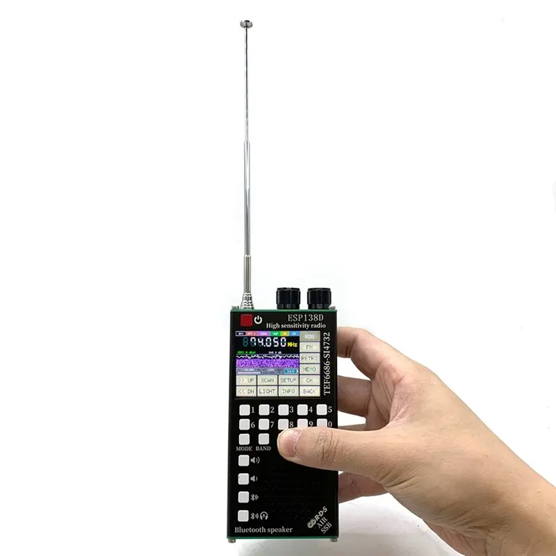 새로운 ESP138D H-RADIO SI4732 풀밴드 FM AM SSB 항공밴드 수신기 + TEF6686 FM 수신기 2 in 1 라디오 (블루투스 기능 포함)