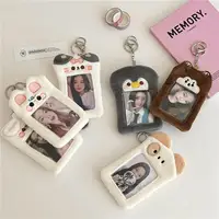 SKYSONIC New Arrival 3 Inch Plush Kpop Holder Cute Cat Idol Postcards Storage Card Bag Collect Organizer Schoolbag Pendant 2