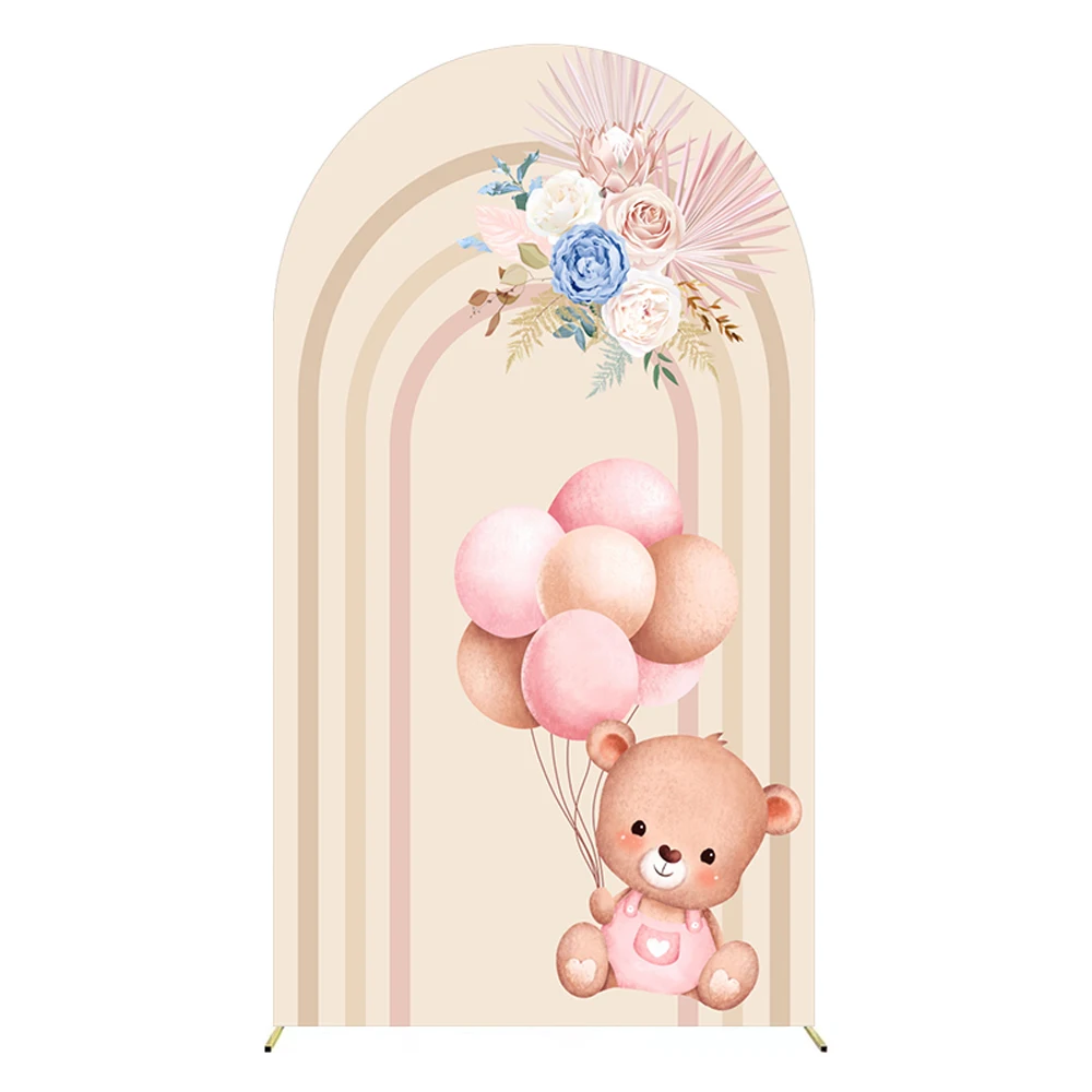 헬로 베이비 아치형 배경 커버 핑크 블루 여아 남아 베이비 샤워 생일 파티 장식 양면 아치 사진 배경