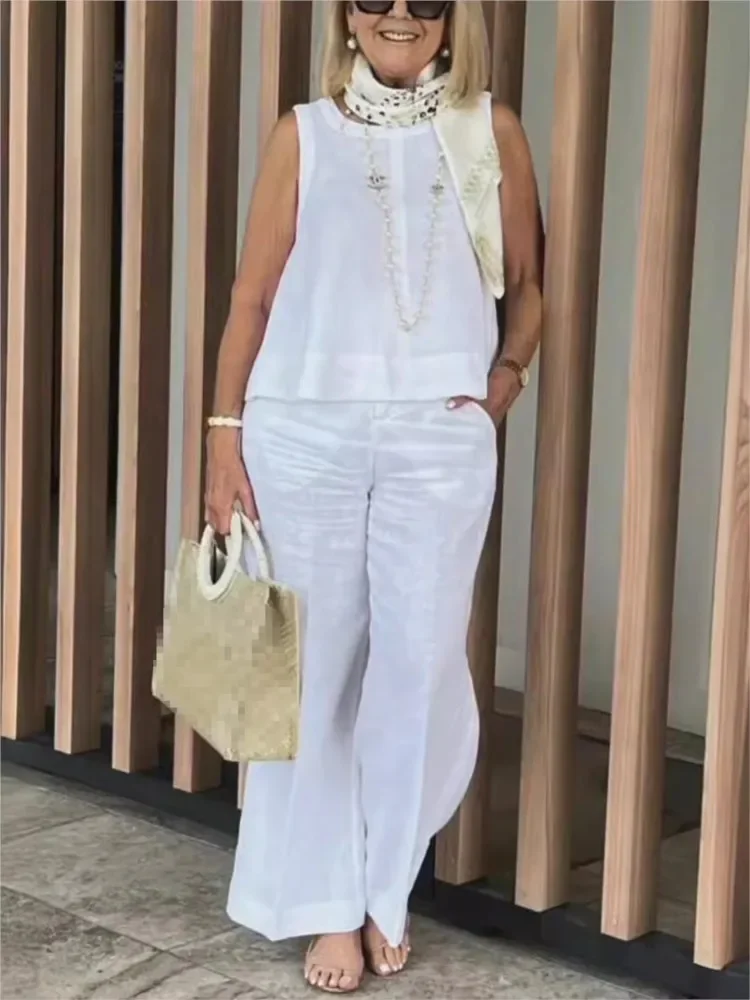 Костюмы Женские Простые из хлопка и льна