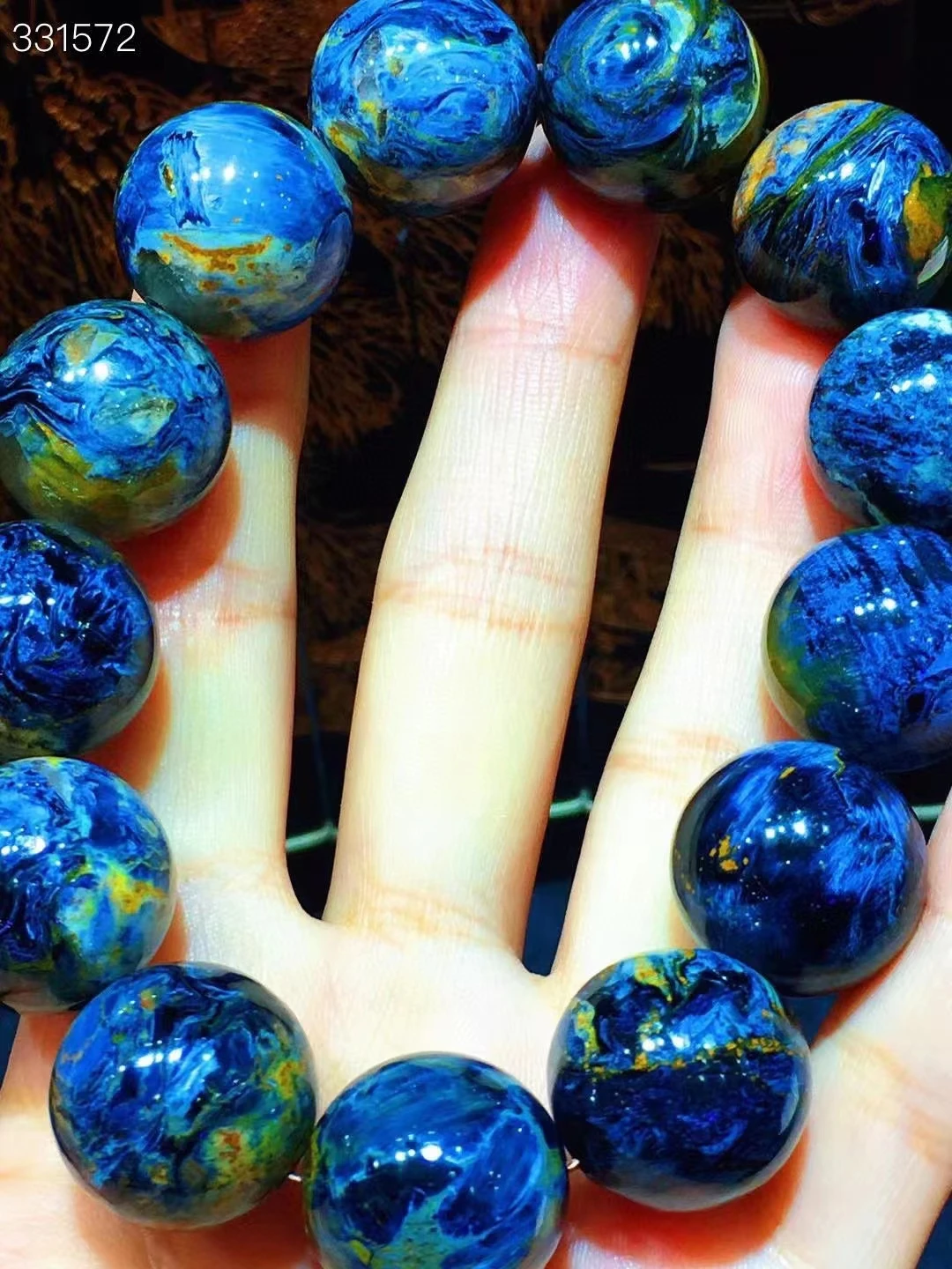 

Natural Blue Pietersite Round Beads Bracelet Jewelry 18mm Cat Eye Stretch Healing Bracelet From Namibia Women Men AAAAAA