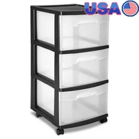 3 Drawer Plastic Storage Cart with Clear Drawers Rolling Organizer Portable Storage Solution Bedroom Bathroom Kitchen Crafts