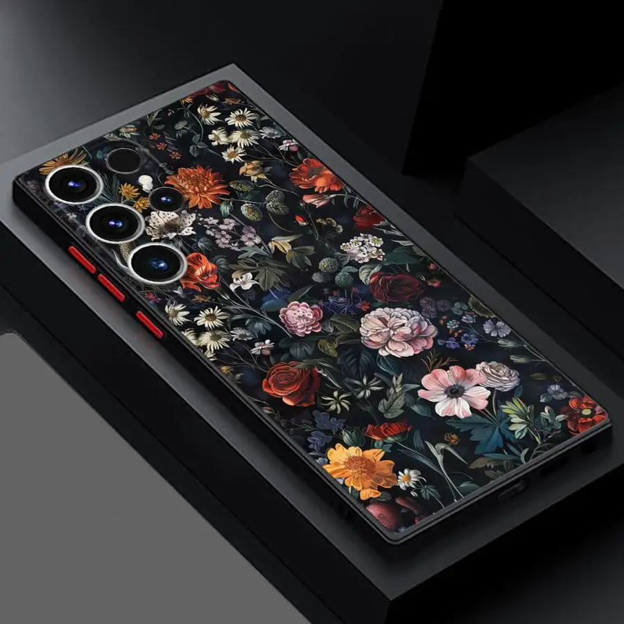Shockproof Matte Phone Case with Small Floral Pattern