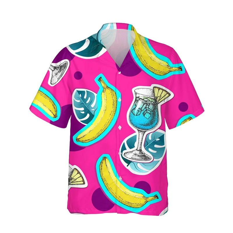 

Tropic Floral Hawaii Shirts Banana 3d Print Shirts Men Fashion Oversized Blouse Men's Lapel Shirt Beach Camisas Men's Clothing