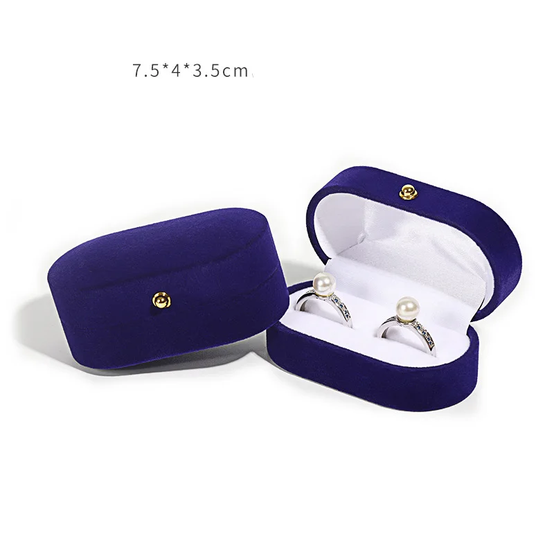 High-grade Double Slot Ring Box Jewelry Box for Wedding Proposal Engagement Ring Gift Storage Velvet Jewelry Organizer Box