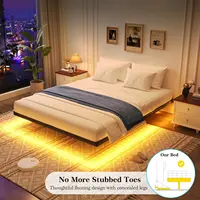 Queen Size Floating Bed Frame with Smart LED Lights, Heavy Duty Metal Platform Bed - Easy Assembly, Noise Free 3