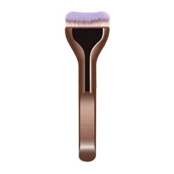 Elegant Soft - Bristle Foundation Brush with Brown Handle for Versatile Application (1pc)