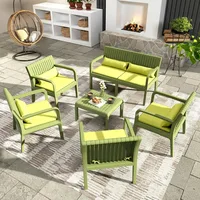 Resin Patio Furniture Set,No Rust Modular Outdoor Sectional Sofa Set, All Weather Patio Conversation Set, for Backyard 1