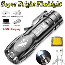 

Portable Camping Strong Light Flashlight Outdoor Concentrating Long-range USB Rechargeable Mini ABS Flashlight with Holder