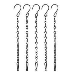 5 Pcs Flower Basket Bird Cage Chain Hangers for Planter Fence Decorations Picture Black Pots Outdoor Hanging Lantern