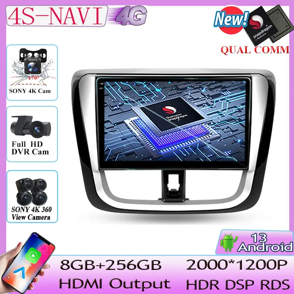 

Qualcomm Android 13 For Toyota Vios Yaris L 2016 - 2019 Car Radio Multimedia Video Player Navigation GPS No 2din dvd 5G wifi BT