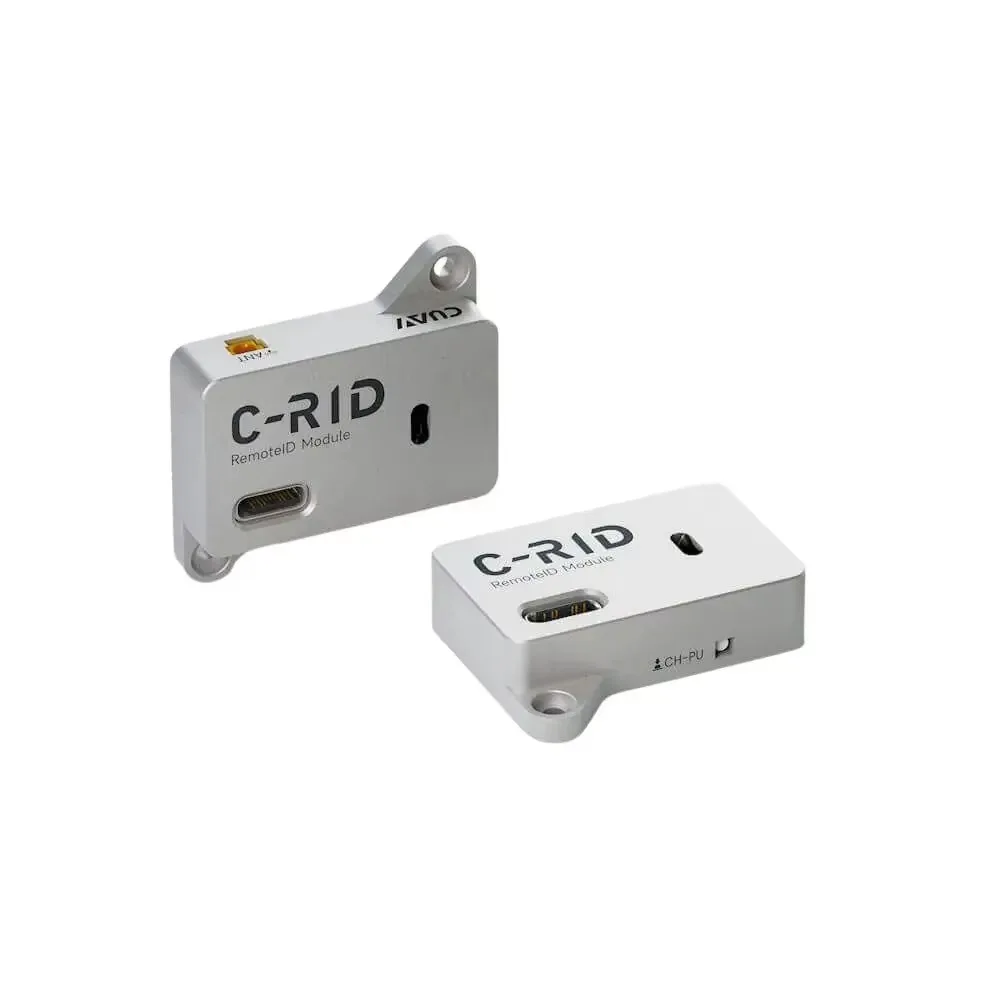 Module C-RID Remote ID pour drone installé sur un drone, conforme aux normes EU/US/CN, avec antenne 2.4GHz.