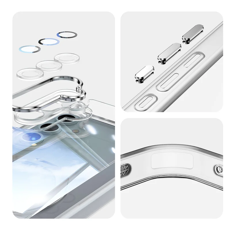 Magnetic Clear Metal Ring Holder Shockproof Phone Case with MagSafe Charging Compatibility