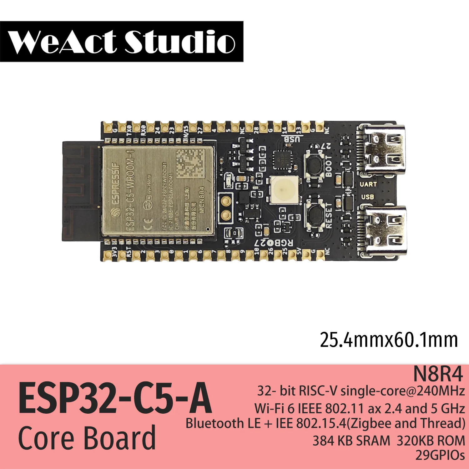 รูปสินค้า บอร์ดพัฒนา Wi-Fi 6 ESP32-C5-A รองรับ 2.4/5GHz