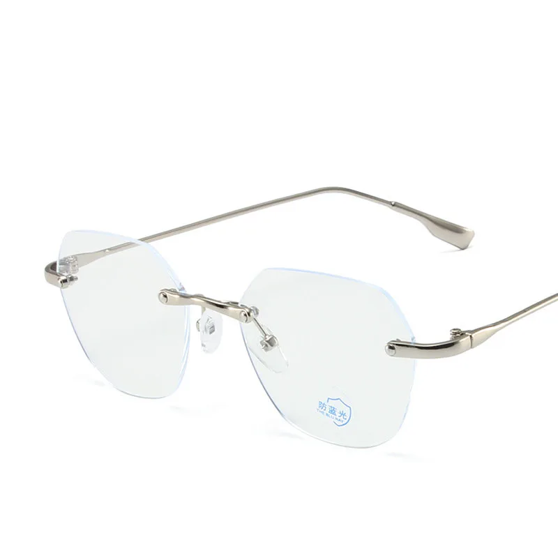 New Polygon Rimless Finished Myopia Eyeglasses Frame Women Oversized Clear Myopic Computer Eyewear Retro Men Optical Frame 6