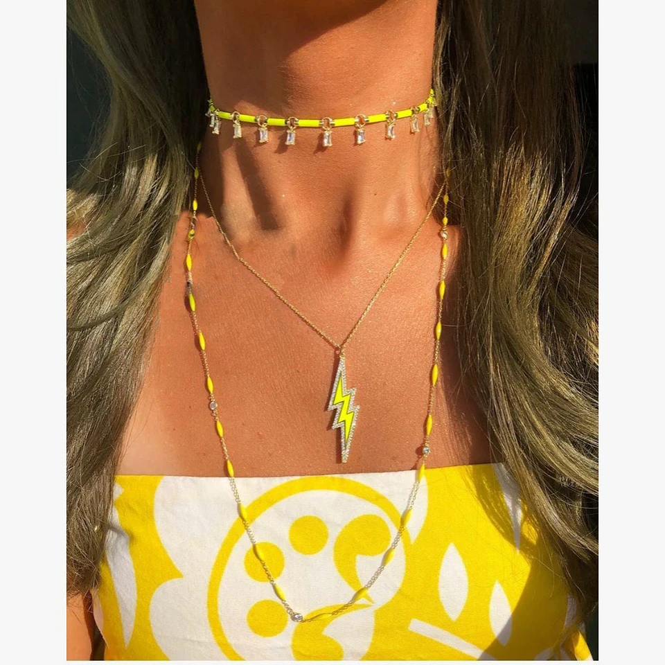 2024 Summer New Neon Enamel Color Rectangle CZ Charm