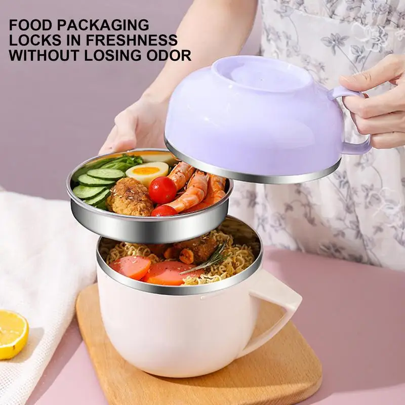 Microwave Ramen Bowl with Lid - Microwavable Noodle Cooker for
