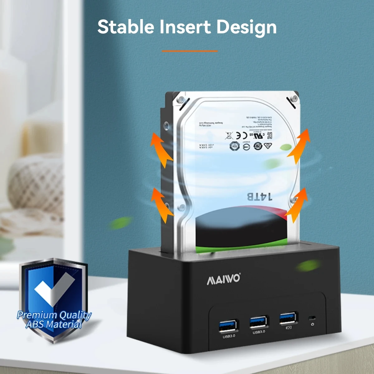 MAIWO 2.5/3.5인치 HDD 케이스 USB to SATA 도킹 스테이션 (2.5/3.5 SATA HDD/SSD용) USB 3.0 포트 1개, 고속 충전 포트 1개 포함 HDD 케이스