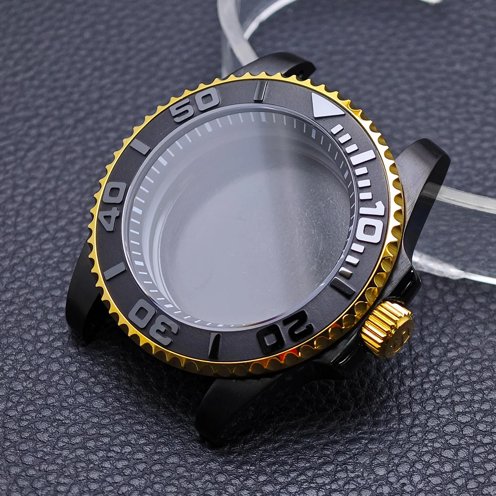 High-Quality Black Gold/Rose GMT Case with Chapter Ring - Stainless Steel Waterproof Accessories