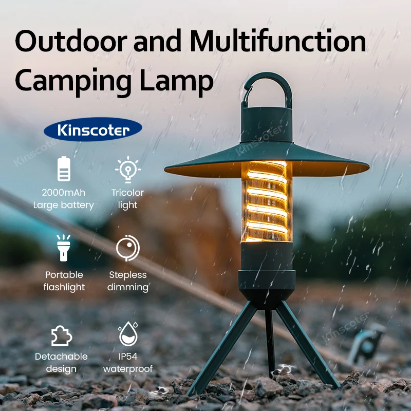 KINSCOTER LED Camping Light IP54 Waterproof Rechargeable Tent Lamp Portable Multifunctional Lanterns Outdoor Emergency Lights