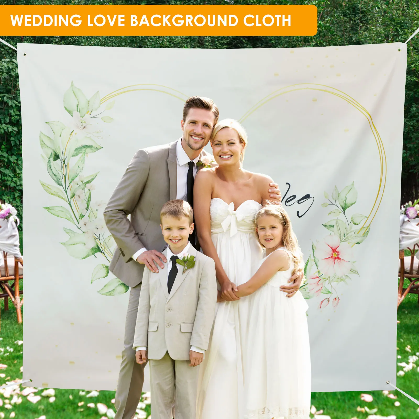 Wedding Sheet for Cutting Out Heart Bed Sheet with 2 Scissors and 6M Rope Decorative Wedding Background Cloth Polyester Cloth