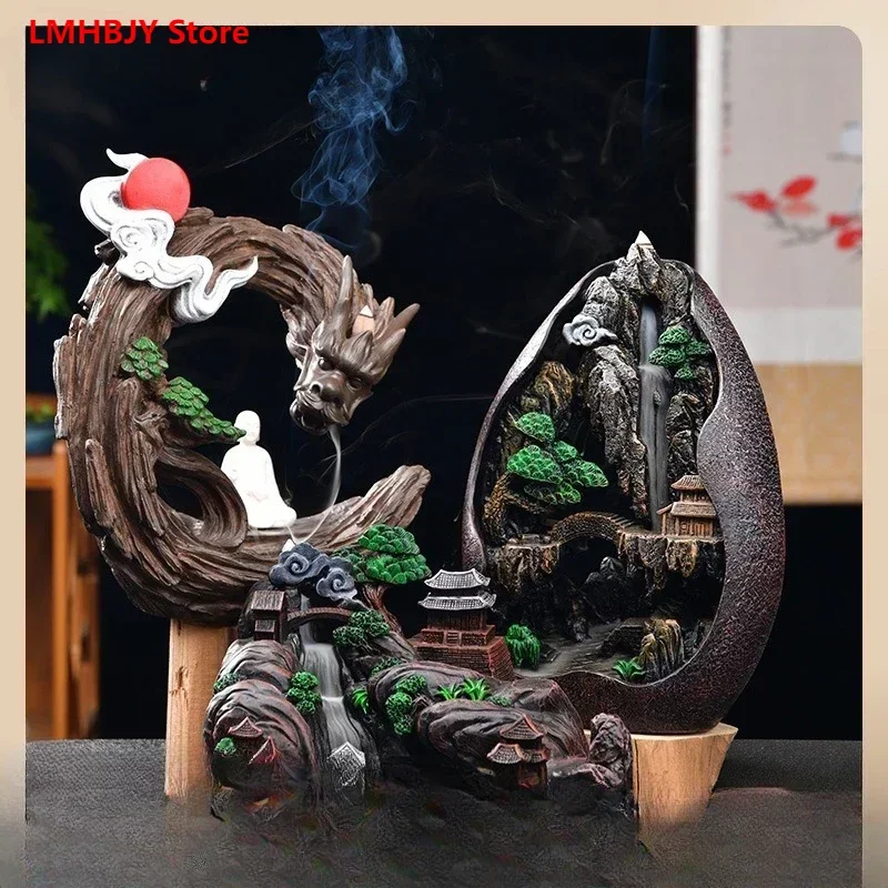 

LMHBJY Resin Rockery Xianglong Backflow Incense Burner Tea Aroma Tea Ceremony Ornaments for Viewing Backflow Aromatherapy