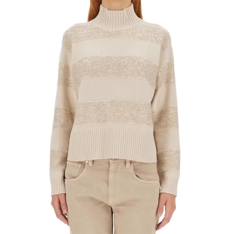 

Women's sweater 2023 Winter New Korean Fashion Striped Pullover Cashmere blended Knitwear Elastic knitted long sleeved top y2k