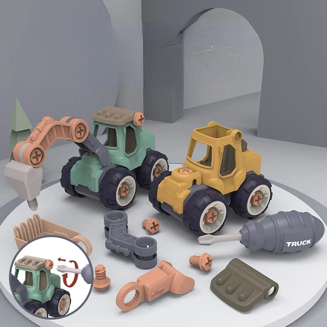 Construction Toy Engineering Car Creative Minuature Truck Loading Unloading Plastic DIY Truck ToyAssembly Kids Educational Toy 2
