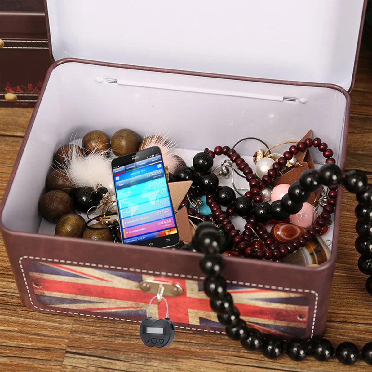 

Time Lock Rechargeable Alarming Padlock with LCD Screen Timer Padlock for Cell Phones