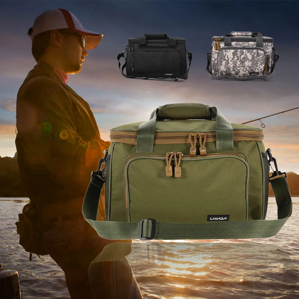 Sac épaule pêche homme Lixada rangement leurres - Accessoire matériel pêche sac à dos