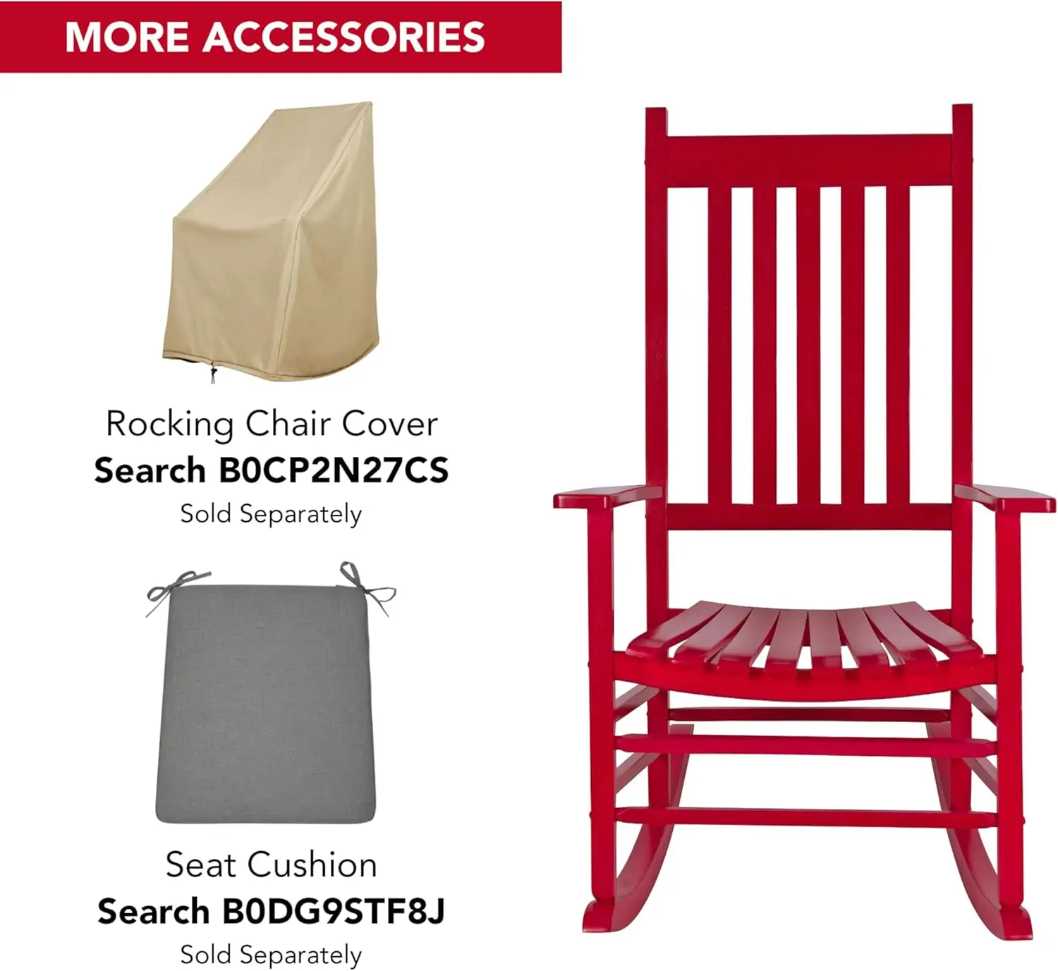 Vermont Porch Rocker, High Back Wood Rocking Chair, Chili Pepper