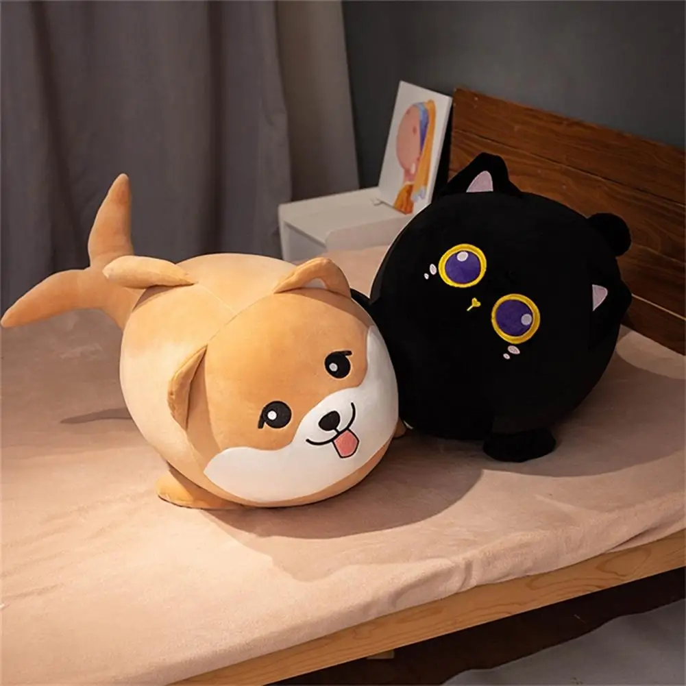 Soft Stuffed Cute Cartoon Plush Doll Body Cat/dog/pig 2-in-1 Soft Stuffed Toy Home Decoration Birthday Gift for Boys Girls