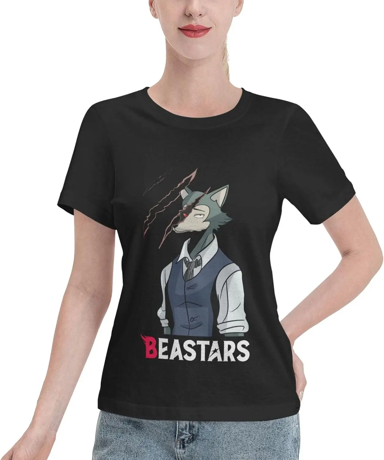 

Anime T Shirt Womens Summer Cotton Tee Round Neck Tops Casual Short Sleeve Shirts