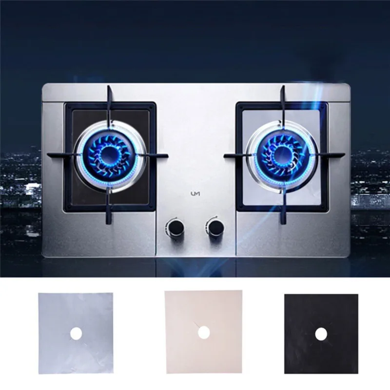 Stove Burner Cover Non-stick Reusable Stovetop Burner Liner Protector Gas Range Protection Cleaning Pad 2/4 Pcs gas stove protection pad
