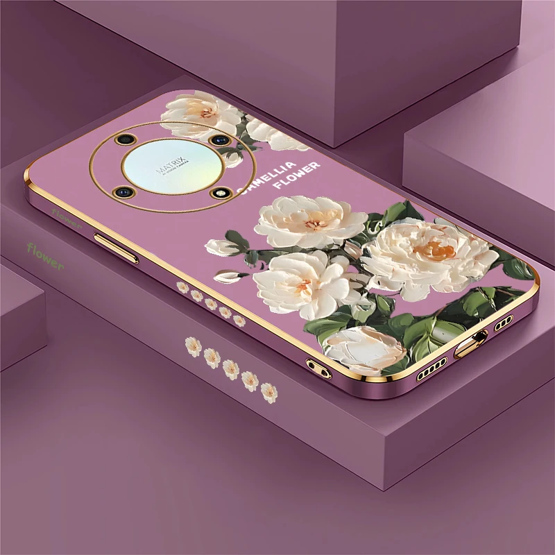 Elegant Floral Shockproof Plating Phone Case for Honor & Huawei Devices