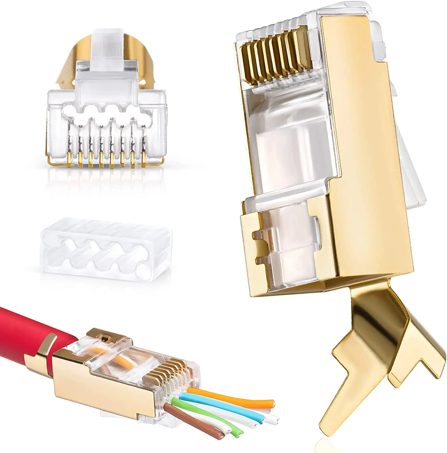 10 Connettori RJ45 Passanti Schermati Per Cavi Cat7/Cat6A - Per Rete Ad Alta Velocità - Foto 6