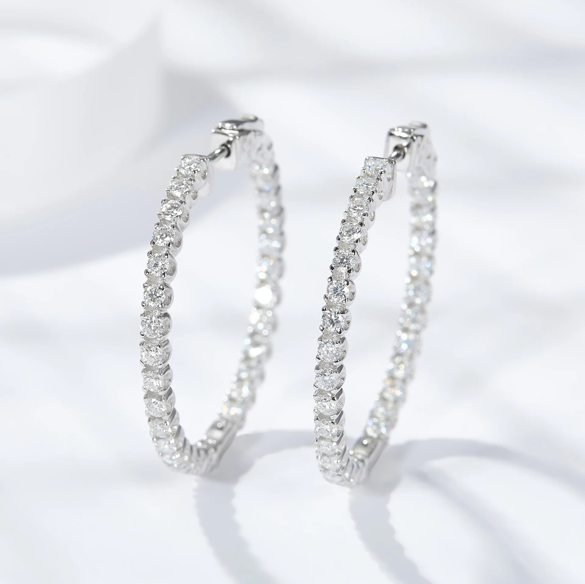 WUIHA 925 Sterling Silver Real GRA Moissanite Diamonds Wedding Engagement 30 MM Hoops Earrings Anniversary Gift Fine Jewelry 3
