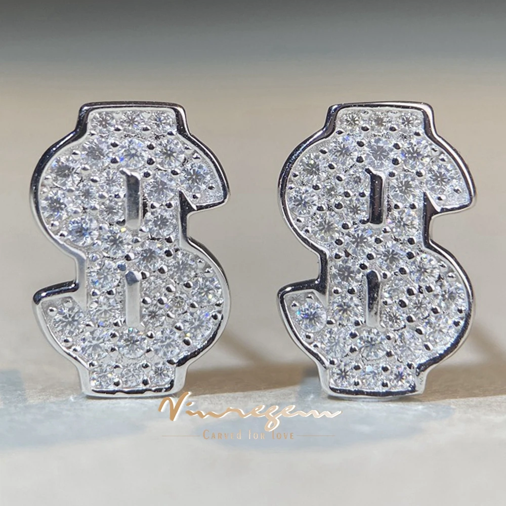 

Vinregem 18K Gold Plated 925 Sterling Silver 3EX VVS1 D Color Moissanite Pass Test Diamond Studs Earrings Hip Hop Rock Jewelry