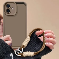 Enhanced Soft Silicone Phone Case with Bumper Cover and Anti-Loss Hanging Rope for Galaxy F05 (Fdgs tyjt brown)
