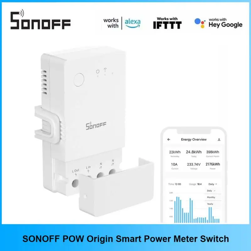 

SONOFF POW Origin 16A Smart Power Meter Switch Wifi Smart Home Switch Wireless Remote Control Via EWeLink App Alexa Google Home