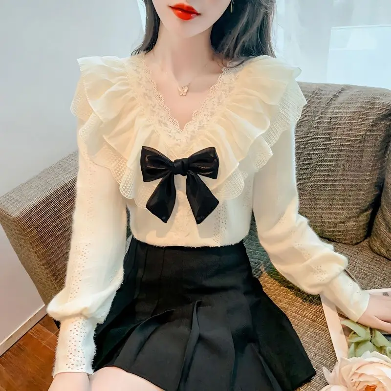 Женская Облегающая рубашка с V-образным вырезом и длинным рукавом