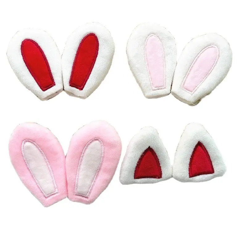 10 Teile/los Cartoon Plüsch Pelzigen Kaninchen Ohr Katze Ohr Applique Handwerk Für DIY Hüte Haarband Haar Clips Zubehör Patches